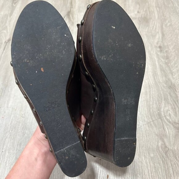 Coach Brown Hellena Leather Wedge Platform Heels Women's Size 11 - Picture 6 of 8